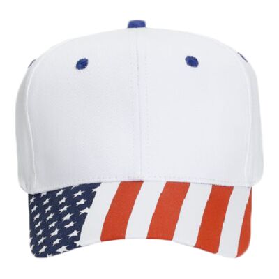 OTTO United States Flag Pattern Visor Cotton Twill Six Panel Pro Style Baseball Cap Thumbnail