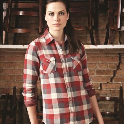 Women's Vintage Brushed Flannel Long Sleeve Shirt Thumbnail